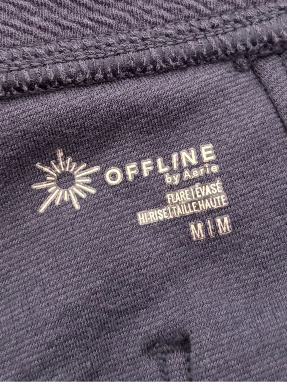 American Eagle Offline by Aerie Navy Textured High Rise Flare Leggings Size M - Picture 7 of 8